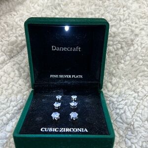 3 pairs CZ plated earrings